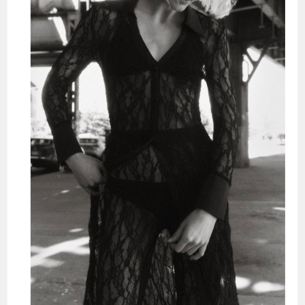 LACE SHIRT DRESS BLACK